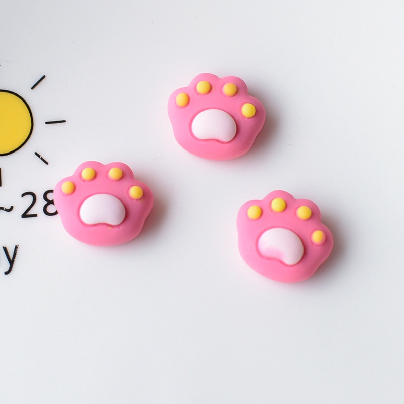 Set 10 Phụ Kiện Trang Sức Hình Dấu Chân Mèo Bằng Nhựa Resin Dày Trong Suốt Diy