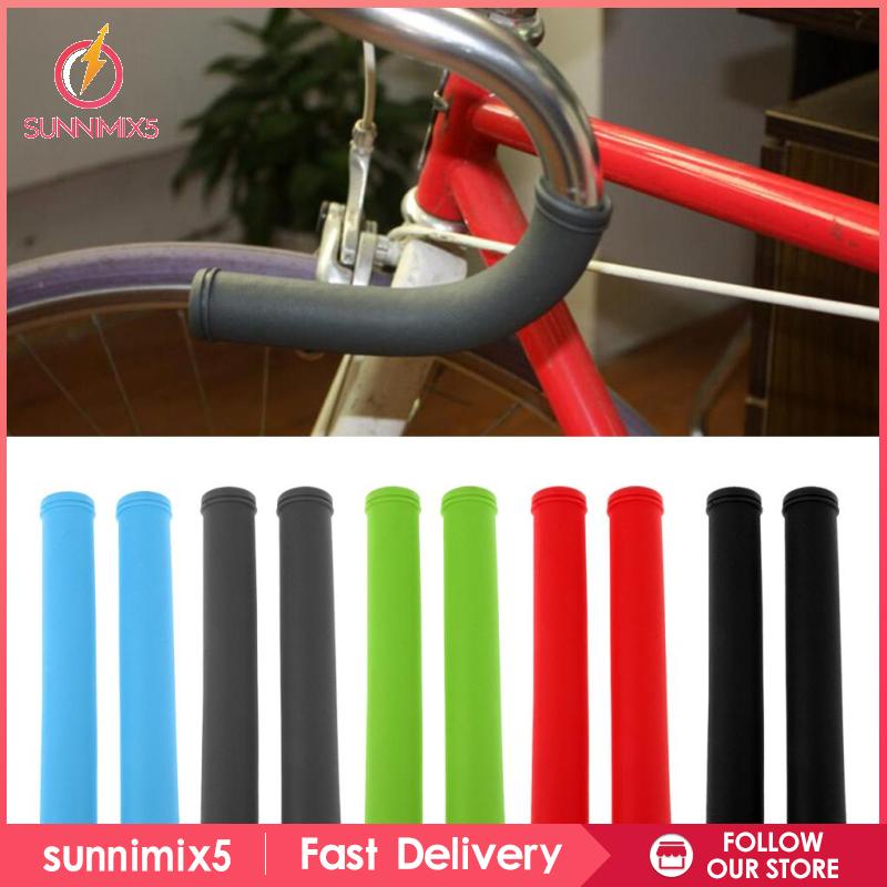 1 Cặp Vỏ Bọc Tay Lái Xe Đạp Bằng Cao Su Màu Xanh Dương