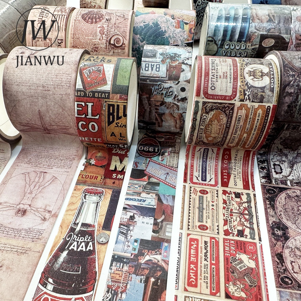 Bộ 4 Cuộn Băng Keo Giấy Washi Nhiều Kích Cỡ Phong Cách Vintage