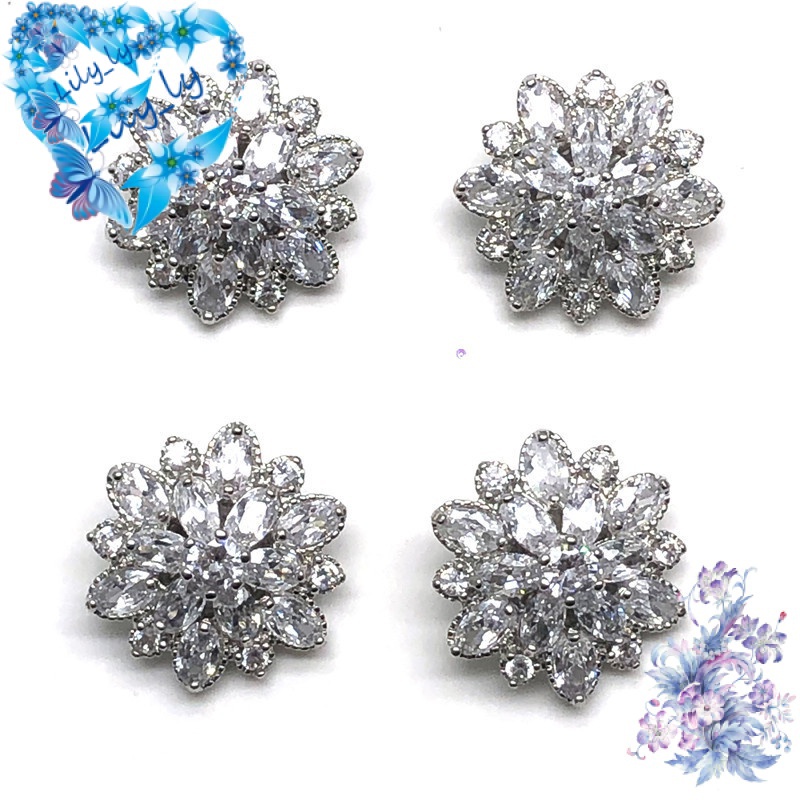 1935157 Nút Cài Áo Hình Bông Tuyết Bằng Đồng Đính Đá Zircon Dễ Phối Đồ Thời Trang