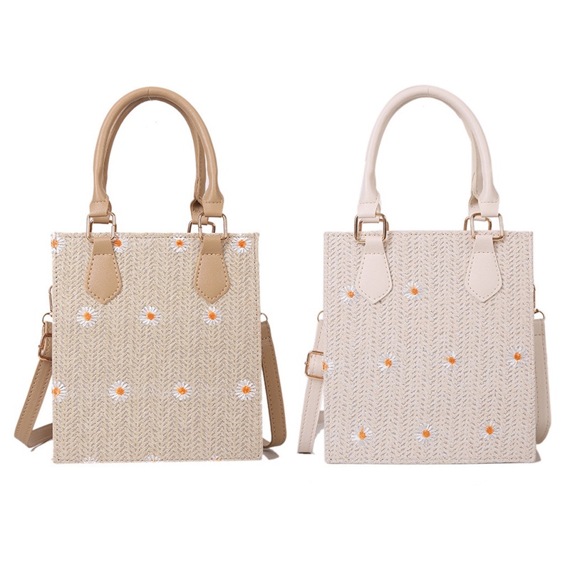 Túi cói Bằng Rơm Đính Ngọc Trai Thời Trang Dành Cho Nữ