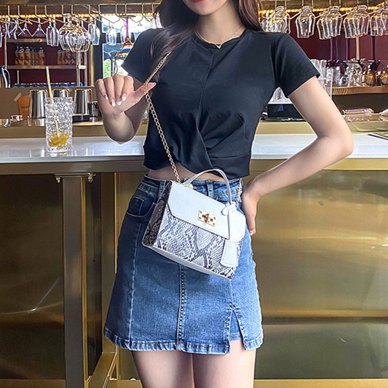 Túi Da Pu Đeo Chéo In Họa Tiết Da Rắn Sang Trọng Thanh Lịch Dành Cho Nữ