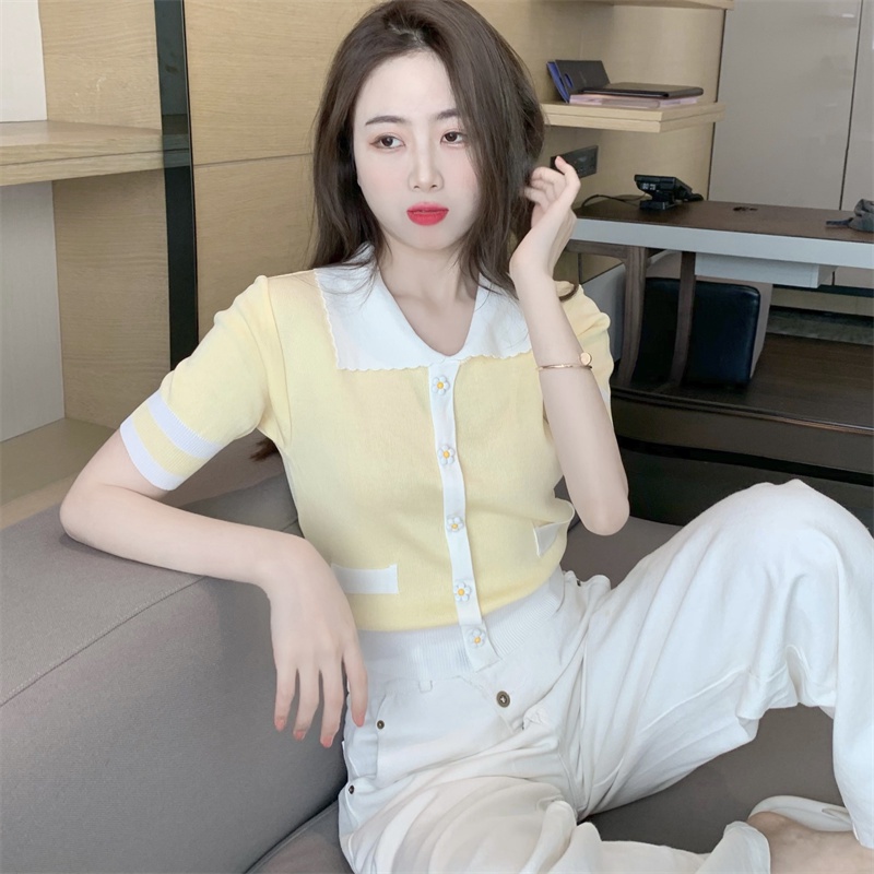 Áo polo Tay Ngắn Dáng Rộng In Họa Tiết Độc Đáo Phong Cách Hàn Quốc Thời Trang Cho Nữ