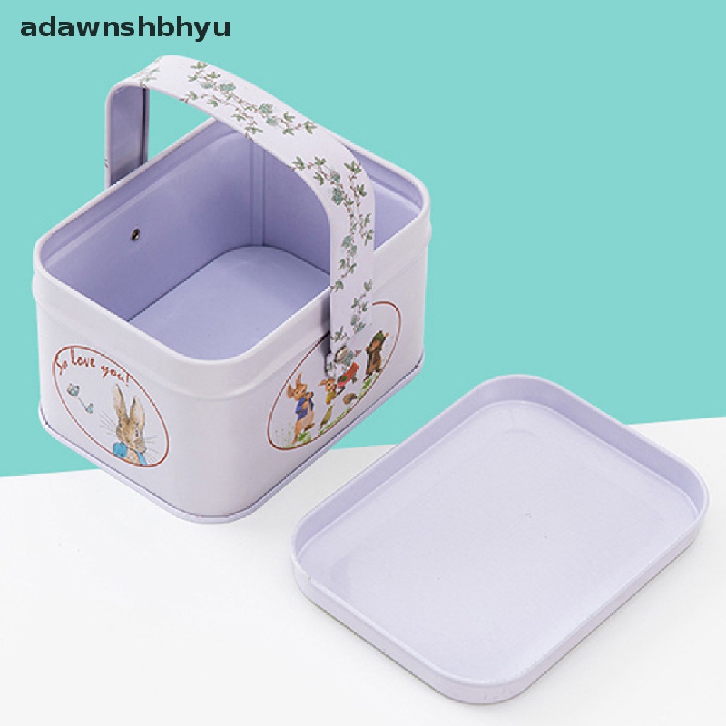 Adwnshbhyu Hộp Thiếc Đựng Kẹo Hình Vali Thỏ Trắng Nhỏ Phong Cách Vintage