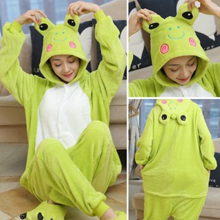 Unisex Kigurumi Ếch Pikachu Gấu Trúc Lợn Mèo Hoạt Hình Flannel Bộ Đồ Ngủ Nam Nữ Có Mũ Trùm Đầu Đồ Ngủ Onesies Jumpsuits