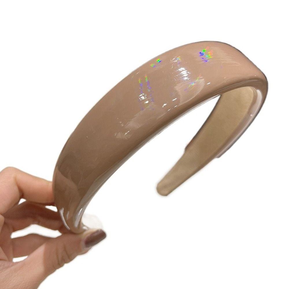 ANEMONE Băng Đô Cài Tóc Bằng Pu Màu Laser Đơn Giản Ngọt Ngào Cho Nữ