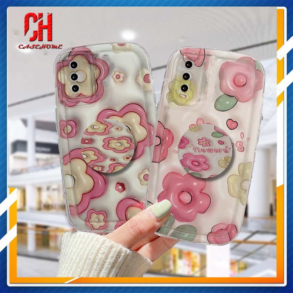 Ốp Điện Thoại Tpu Dẻo In Hình Hoa Giá Đỡ Cho VIVO Y22 Y22S Y35 Y02 Y30 Y12S Y12 Y20 Y15S Y15C Y91C Y21 2021 Y21A