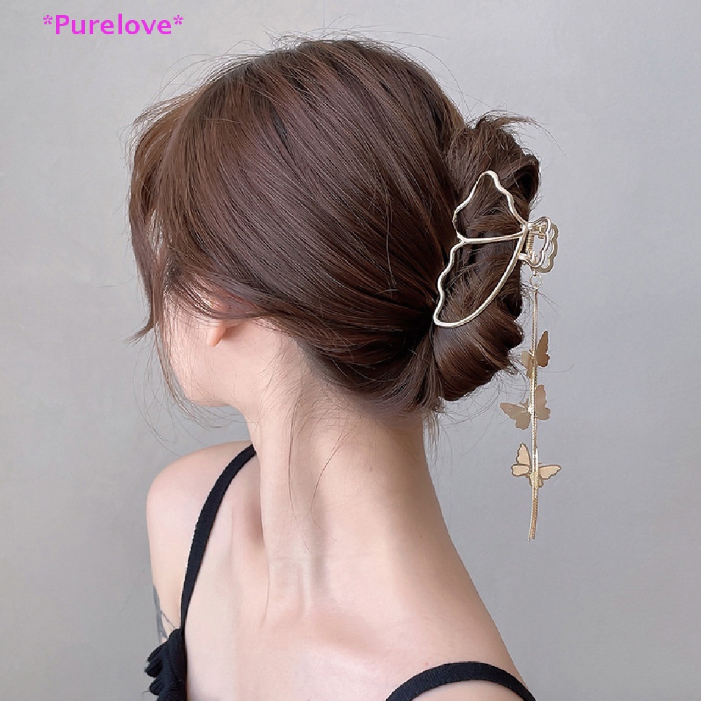 1 Chiếc Kẹp Tóc Kim Loại Màu Vàng Hình Bướm / Hình Học Cỡ Lớn Thanh Lịch Cho Nữ Mới