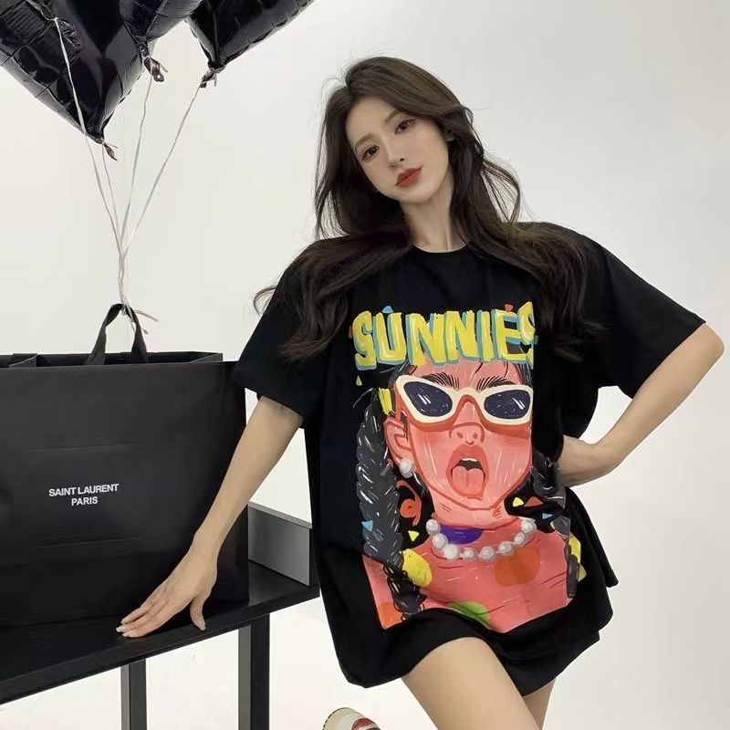 Áo Thun Tay Ngắn Dáng Rộng Thiết Kế Mới Thời Trang Mùa Hè Theo Phong Cách Mỹ Cho