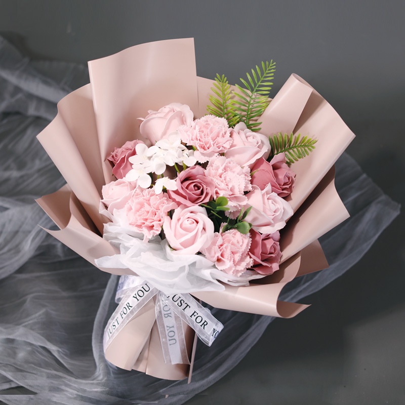 Bó Hoa Cẩm Chướng Nhân Tạo Bằng Vải Dệt Thủ Công Có Đèn LED Trang Trí Tiệc