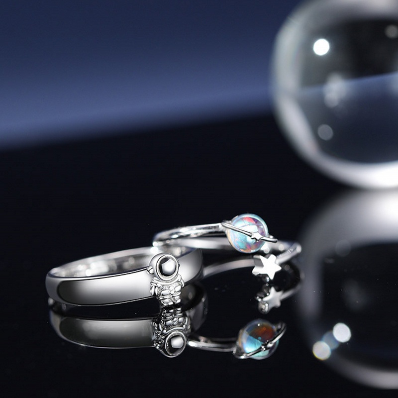 Nhẫn Cặp Hình Phi Hành Gia / Mặt Trăng / Ngôi Sao Sang Trọng Cá Tính