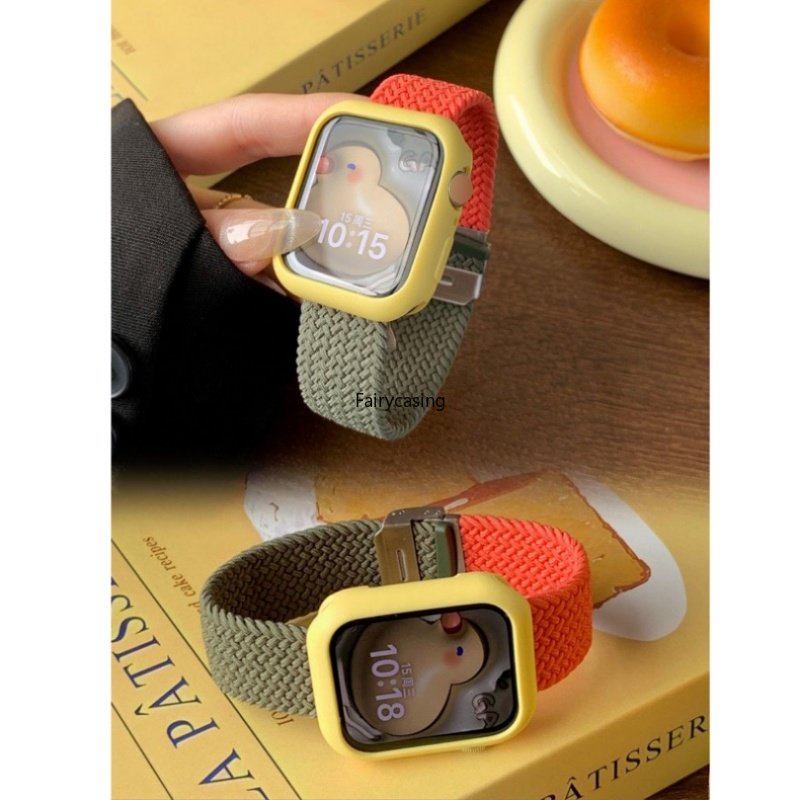 Dây Đeo Đồng Hồ Bằng Nylon Co Giãn Hai Màu Kích Thước 49mm 45mm 44mm 42mm 41mm 40mm 38mm Cho iWatch Serie Ultra 8 7 SE 6 5 4 3 2 1