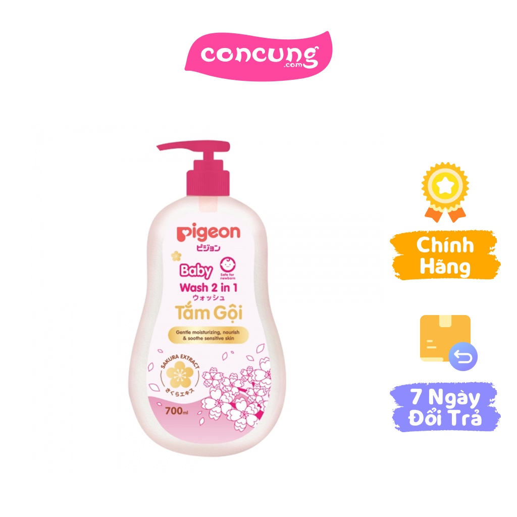 Sữa tắm gội cho bé dịu nhẹ 2in1 Sakura Pigeon 700ml