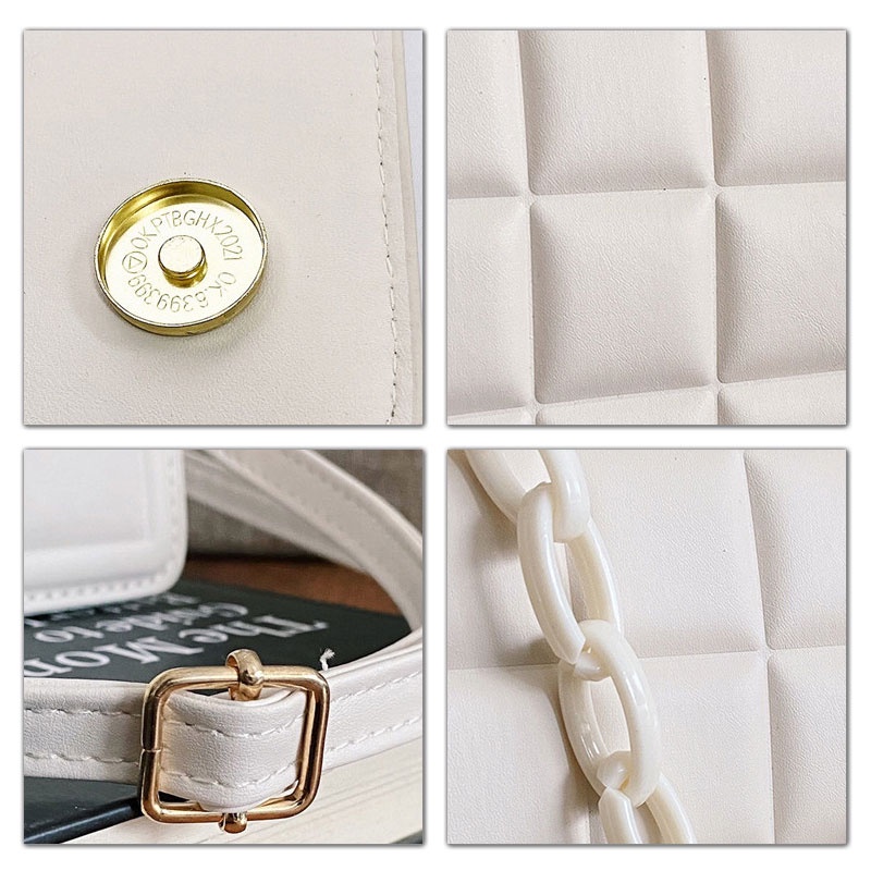 MISCHA Túi Đeo Vai Hình Vuông Màu Trơn Phối Dây Đeo Sợi Xích Thời Trang Cho Nữ