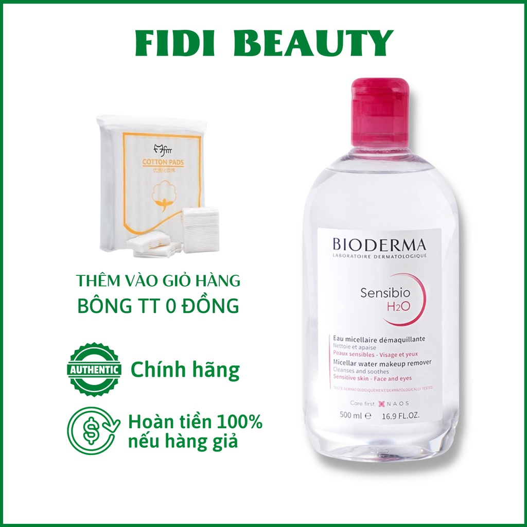 Nước Tẩy Trang Bioderma 500ml, Nội Địa Pháp, Xanh Hồng, Dành Cho Mọi Loại Da - Fidi Beauty