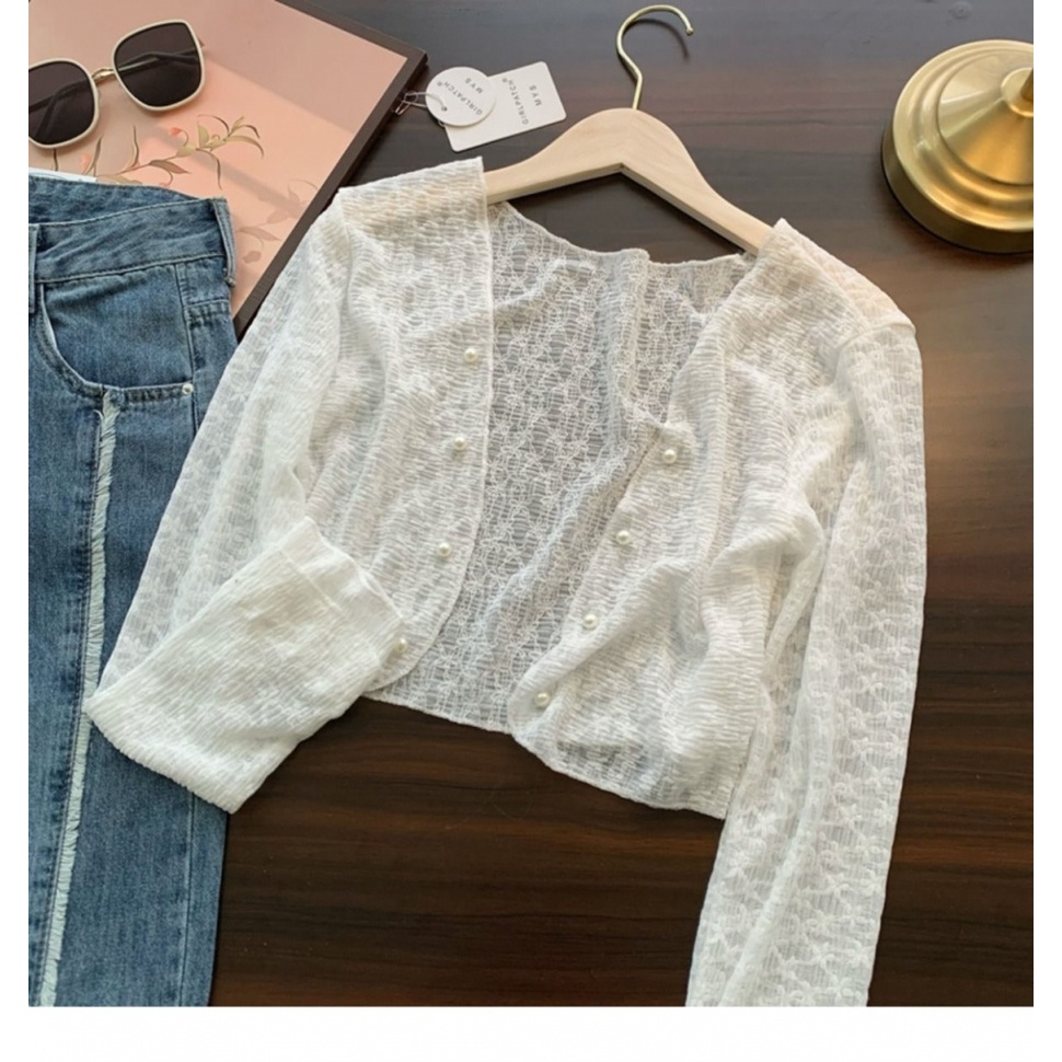 [M &amp; E] LLDCMJ Áo Khoác Cardigan Ren Mỏng Chống Nắng Phong Cách Mới Phù Hợp Cho Mùa Hè 2023 Phong Cách Mới 0759