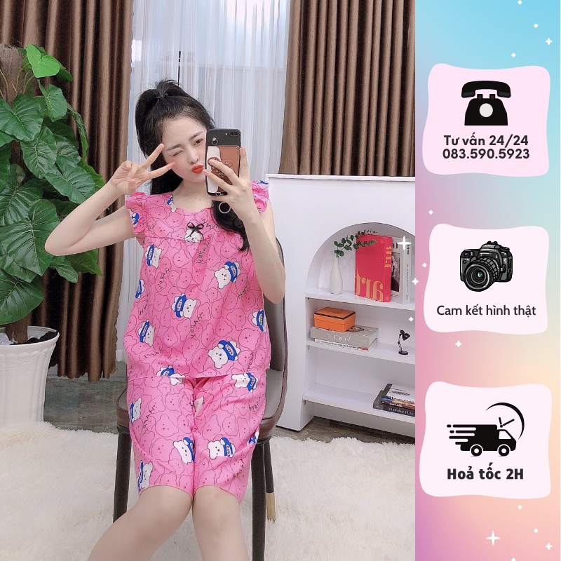 ❤️SIÊU DỄ THƯƠNG❤️Đồ bộ lửng hình gấu mặc nhà,  mềm mịn mát chipchip90 M00245