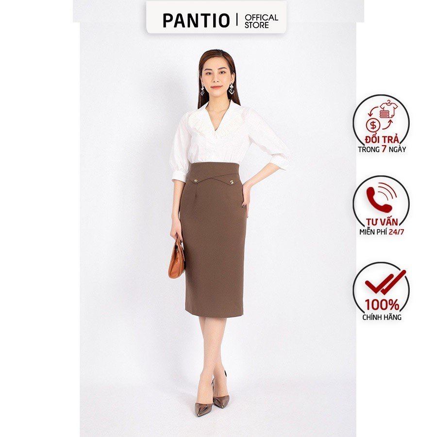 FAK51276 - Áo sơ mi vải thô dáng suông vải thô dáng suông cổ hai ve phối bèo ren tay lỡ - PANTIO