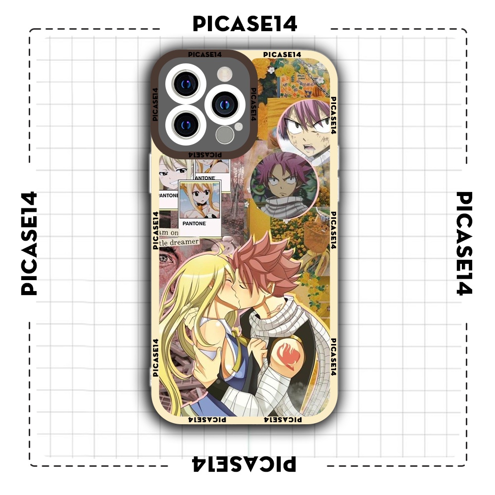 Ốp iphone cạnh vuông Picase14 FAIRY TAIL Natsu Lucy kiss 6/6s/7plus/8plus/x/xr/xs/11/12/13/pro/max/plus/promax/14