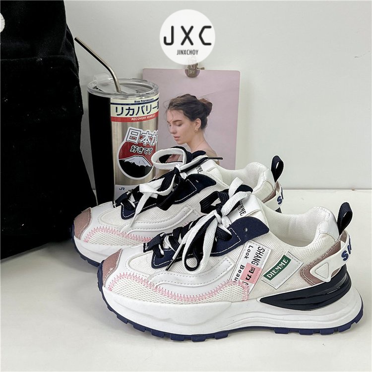 Giày Thể Thao Mũi Tròn Cột Dây Thoáng Khí Trọng Lượng Nhẹ Thời Trang Ulzzang