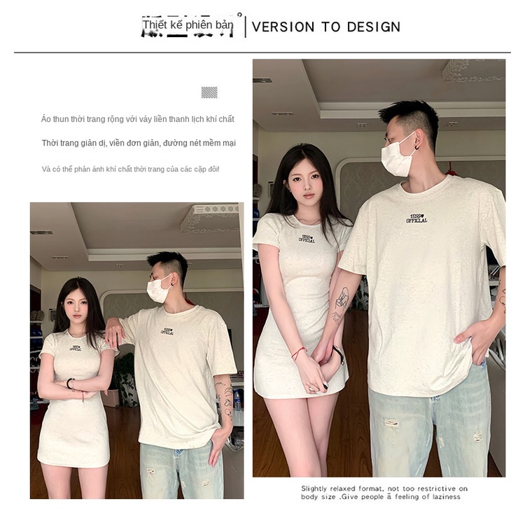 -Áo thun đôi 2023 mới cỡ lớn phong cách cặp đôi ngọt ngào mát mẻ hot girl áo gió nam nữ áo đôi