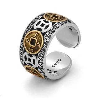 Nhẫn Thép Không Gỉ Hình Đồng Xu May Mắn