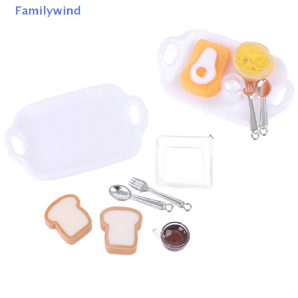 Bộ Mô Hình Bữa Sáng + Khay Đựng Thức Ăn Tỷ Lệ 1: 12 Độc Đáo Trang Trí Nhà Búp Bê