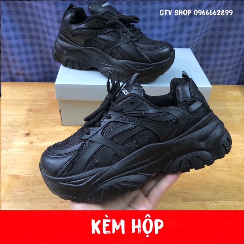 Độn 6cm - KÈM HỘP - Giày thể thao sneakers Quảng Châu màu đen full siêu xinh, siêu cá tính, size 36-40. .
