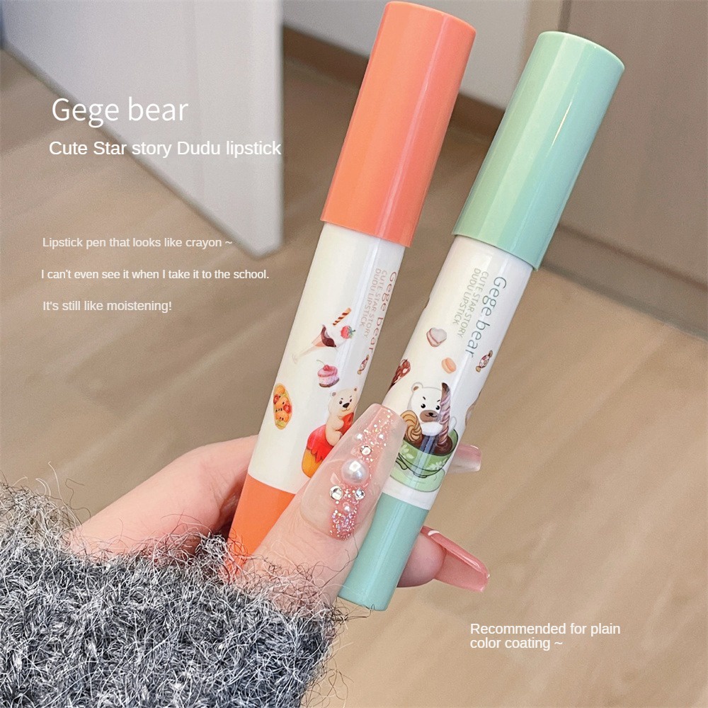 Mỹ phẩm Red Lip Tint Lipgloss Cute Bear Lip Liner Pencil Lips Makeup Lip Glaze Lipstick Pen 6 ColorGogo Bear Meng Xing Story Doodle Lipstick Dưỡng ẩm, Mỹ phẩm bán chạy cho cô gái
