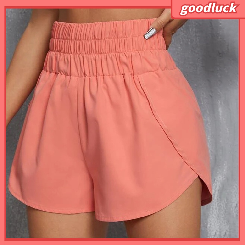 [GUC] Quần Short Tập Yoga Hai Lớp Lưng Thun Co Giãn Tốt Đơn Giản Dành Cho Nữ Chạy Bộ
