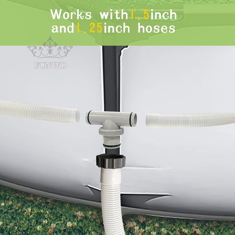 【FUNWD】For Intex Split Hose Plunger Valve Pool Part 1.5in to 2 1.25in T-connectors