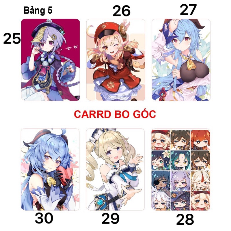 Thẻ card hình genshin impact 6 ảnh bo góc/ ảnh card bo góc in hình Genshin impact