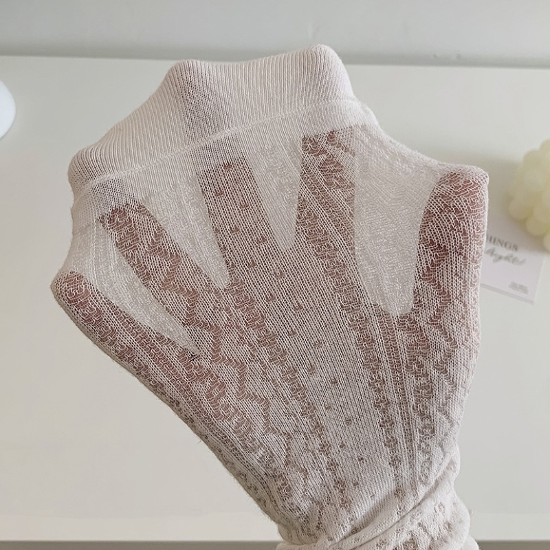 Vớ cotton mỏng FHYL màu trơn phối ren thời trang mùa hè phong cách Nhật Hàn cho nữ