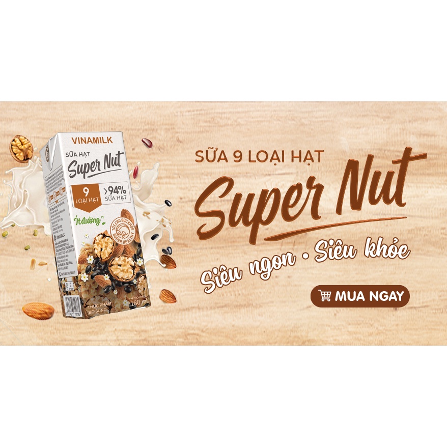 Sữa 9 loại hạt Vinamilk Super Nut Super Nut - Thùng 24 hộp 180ml