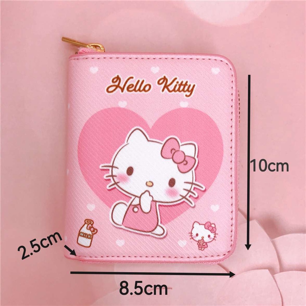 Ví Da PU Mini Có Khóa Kéo Họa Tiết Hoạt Hình Melody Kuromi Cinnamoroll Đáng Yêu Cho Học Sinh