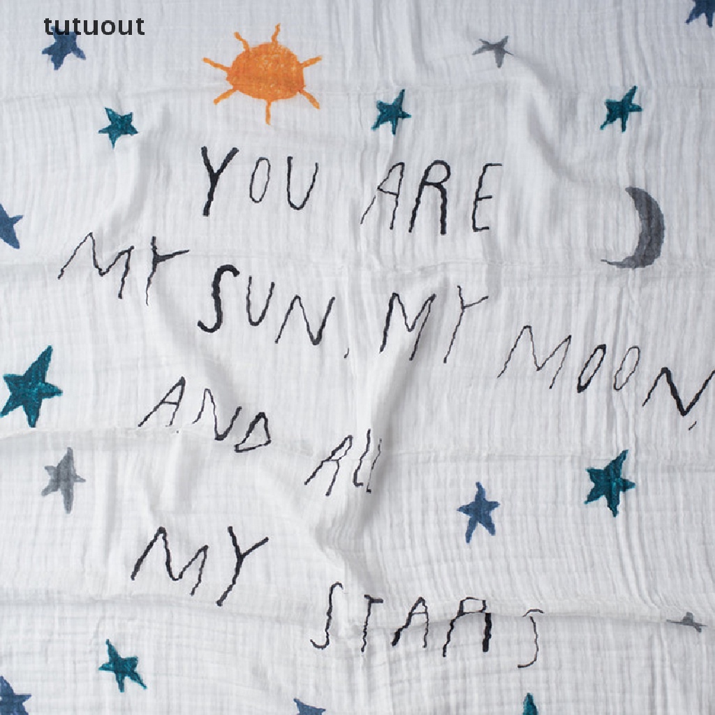 Set 3 Chăn Cotton Muslin Họa Tiết Mặt Trời Mặt Trăng Ngôi Sao Quấn Em Bé Sơ Sinh Hàng Mới Về