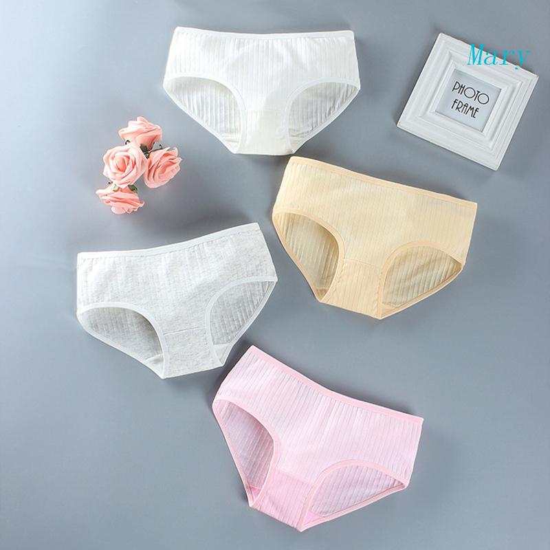 1 Quần Lót Cotton Mềm Mỏng Màu Trơn Thoáng Khí Cho Bé Gái Tuổi Teen