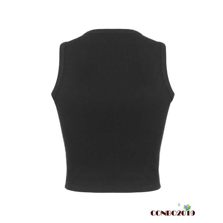 Áo Crop Top Dệt Kim Không Tay In Họa Tiết Guitar Phong Cách Đường Phố Cho Nữ