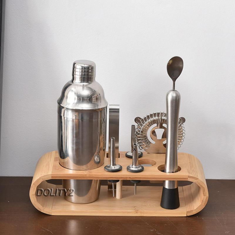 Giá Đỡ Bình Lắc Cocktail Để Bàn Bằng Gỗ 2 Ngăn Cho Bartender