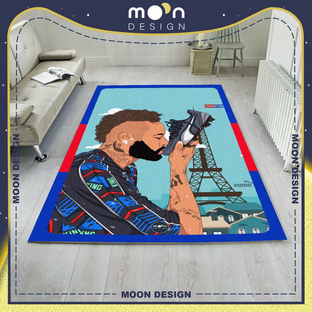 Thảm Trang Trí Moon Design Cầu Thủ Bóng Đá Neymar Hôn Giày Decor Trải Sàn Phòng Ngủ Phòng Khách Văn Phòng