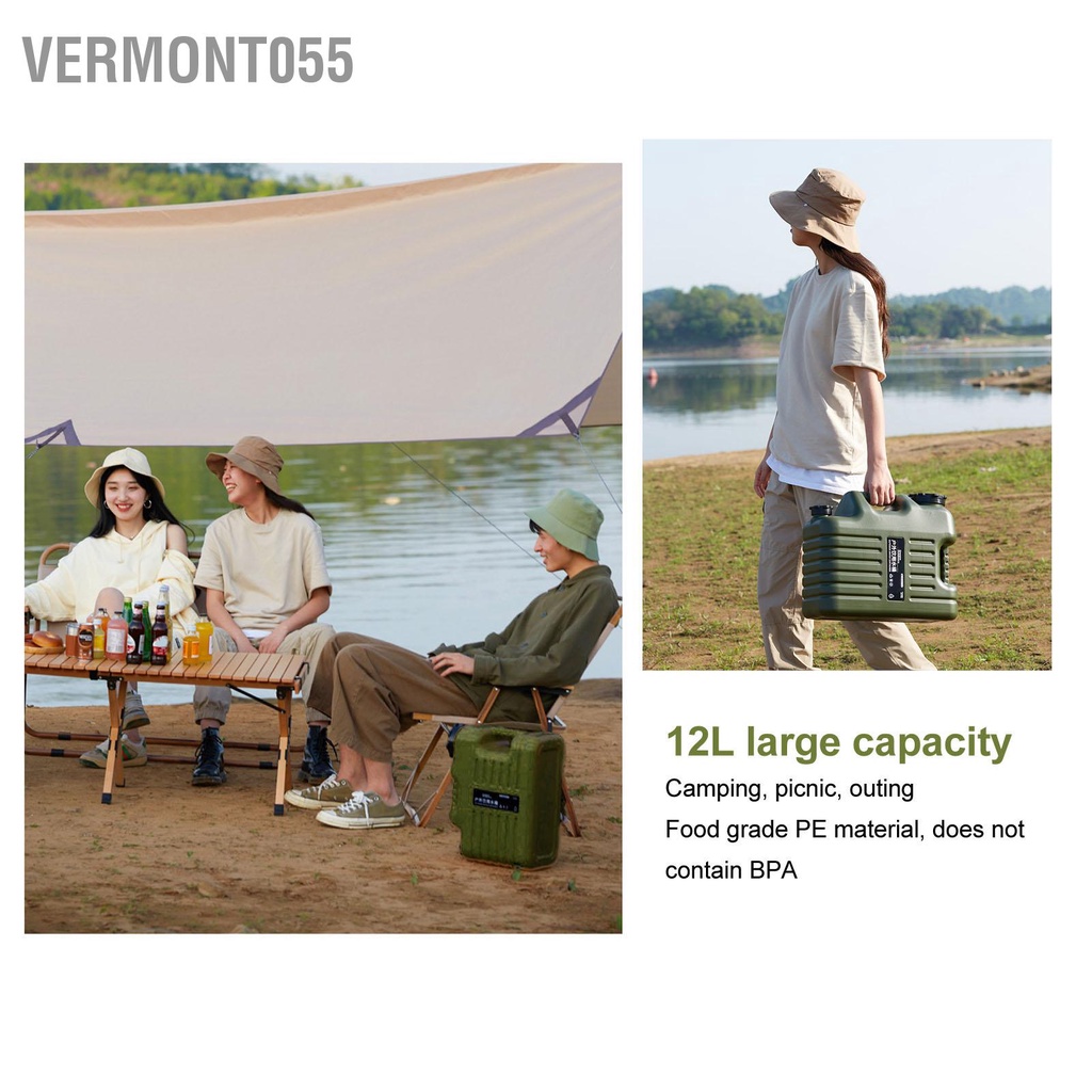 Vermont055 Di Động Bình Đựng Nước Ngoài Trời Lưu Trữ Tàu Sân Bay PE Xô Cho Cắm Trại Dã Ngoại BBQ Dung Tích Cao 12L Xanh
