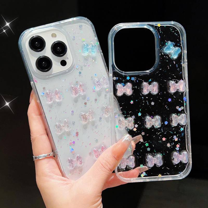Ốp Điện Thoại Hình Nơ 3D Lấp Lánh Cho iPhone 14 13 12 11 Pro MAX Plus Mini X XS MAX XR 7 8 Plus SE 2022 2020 14Plus 13Mini 12Mini