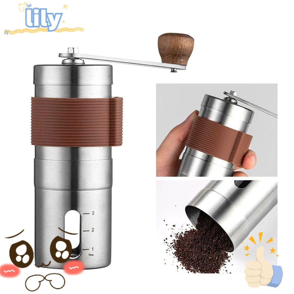 Máy Xay Cà Phê Espresso Bằng Thép Không Gỉ Tay Cầm Gỗ