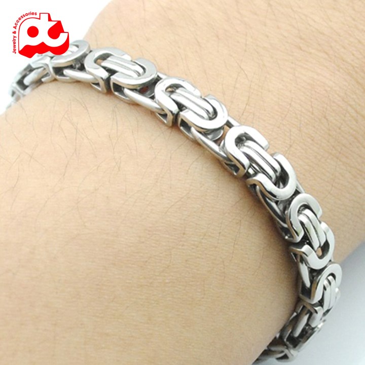 Lắc tay nam inox cao cấp thời trang kiểu ziczac ahaha.official màu trắng thép không gỉ PTLTNA81