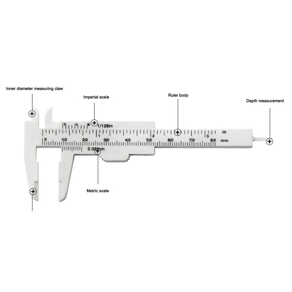 0-80mm Double Scale Plastic Vernier Caliper Mini Ruler Measurement Tool