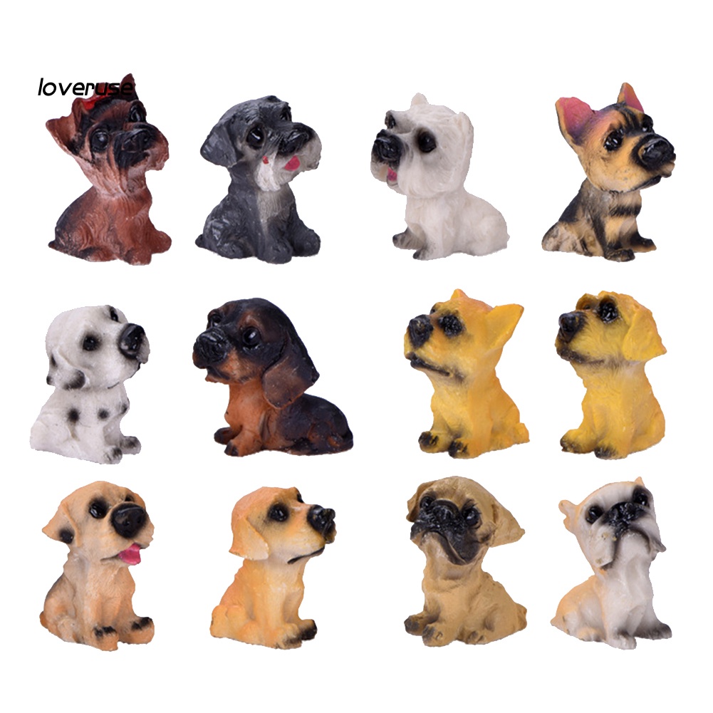 Set 4 Đồ trang trí Chó Mèo Bằng Nhựa Resin Trang Trí Sân Vườn DIY