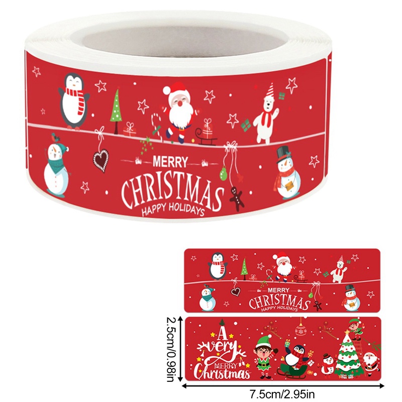 Cuộn 120 Nhãn Dán Trang Trí Giáng Sinh Tự Dính Hình Chữ Nhật Margot3