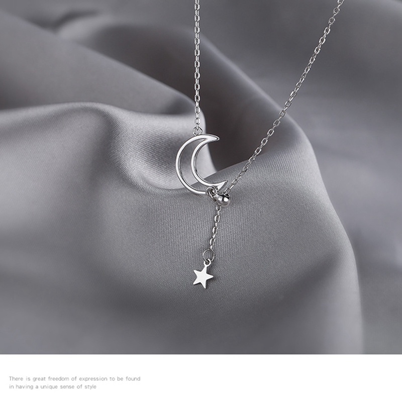 Vòng cổ Bạc 925 Mặt Hình Mặt Trăng Ngôi Sao Lấp Lánh Thời Trang Cho Nữ