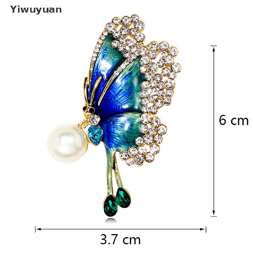 &lt; Yiwuyuan &gt; Trâm Cài Áo Hình Bướm Tráng Men Đính Ngọc Trai Thời Trang Cho Nữ