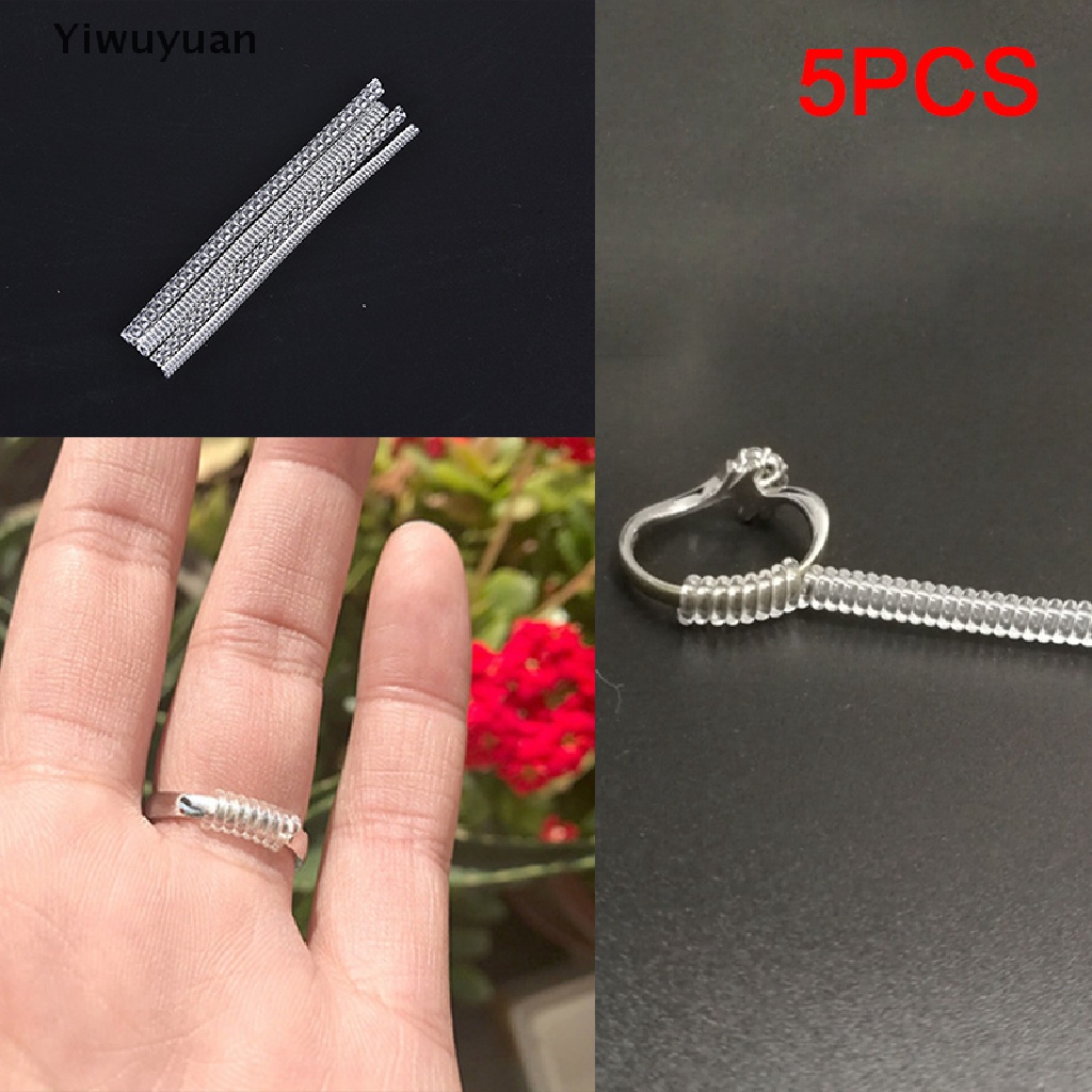 < Yiwuyuan > Bộ 5 Nhẫn Trang Sức Trong Suốt Dạng Xoắn Ốc Vô Hình Có Thể Điều Chỉnh Kích Thước